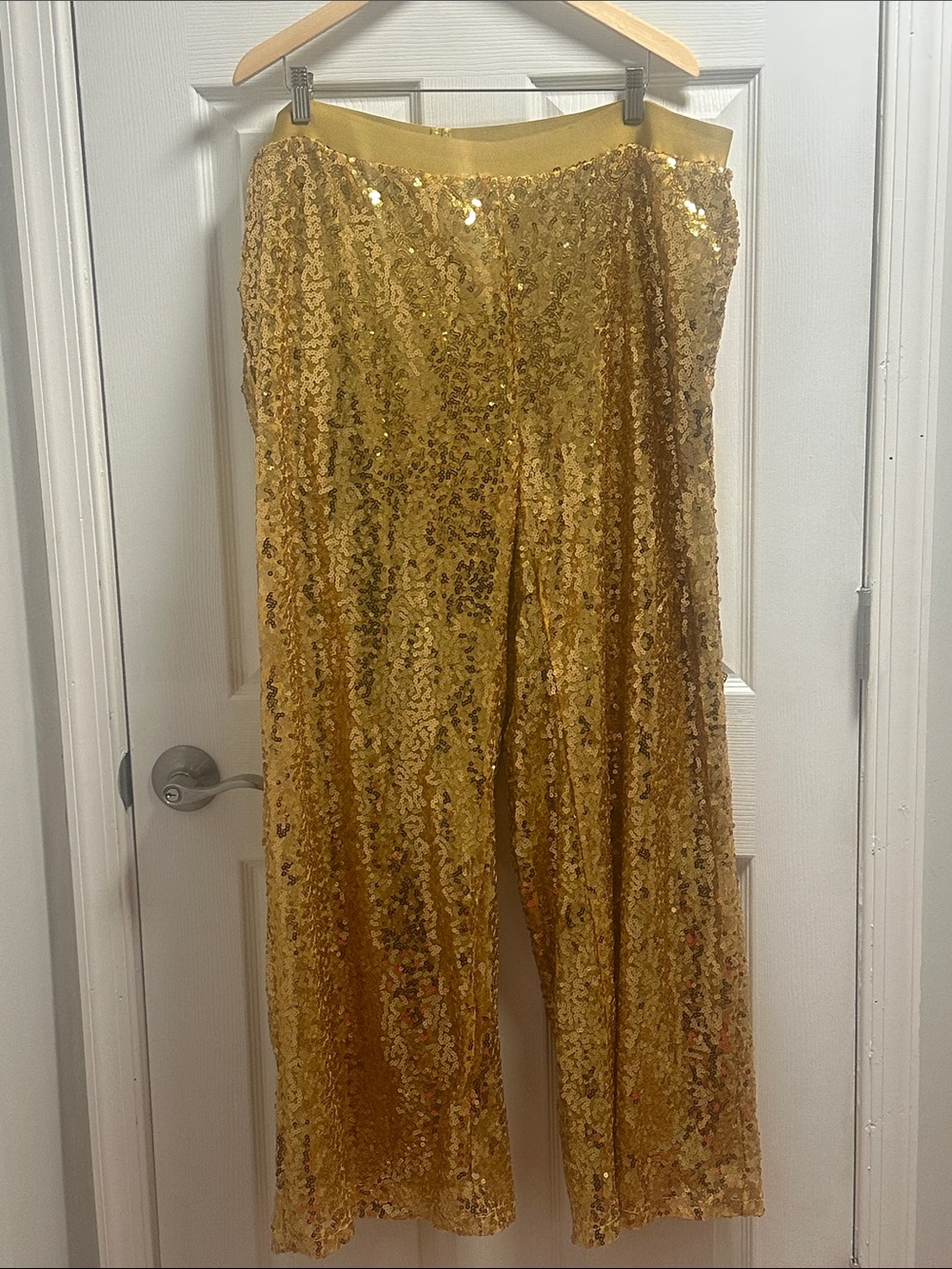 Ashley Stewart Gold Sequin Wide-Leg Pants